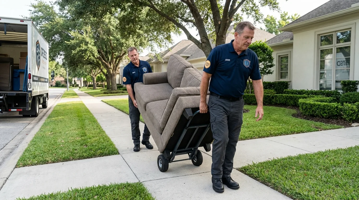 Local residential moving crew loading furniture in Bellevue, WA